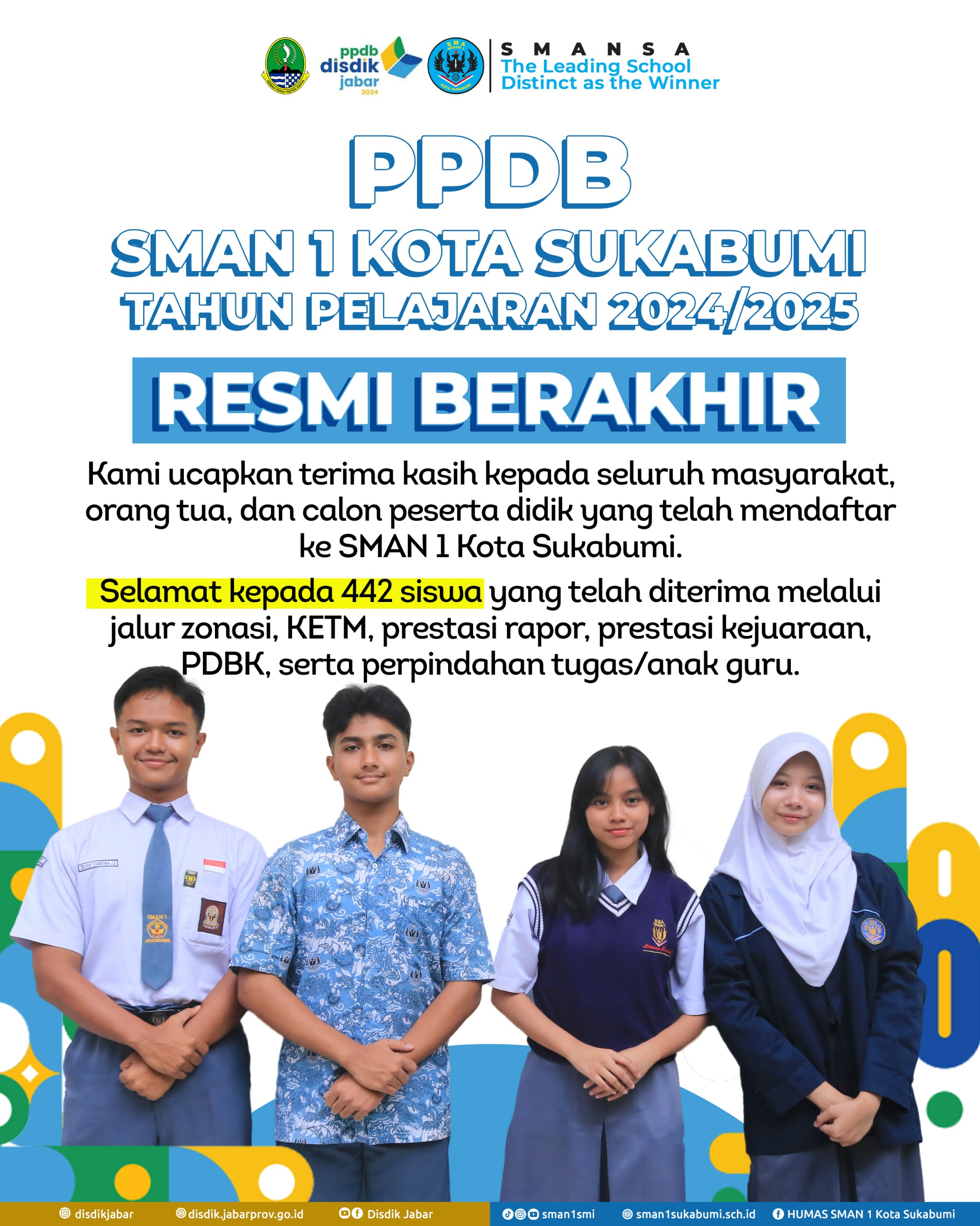 PPDB SMAN 1 Kota Sukabumi Tahun Pelajaran 2024/2025 Telah Resmi Berakhir